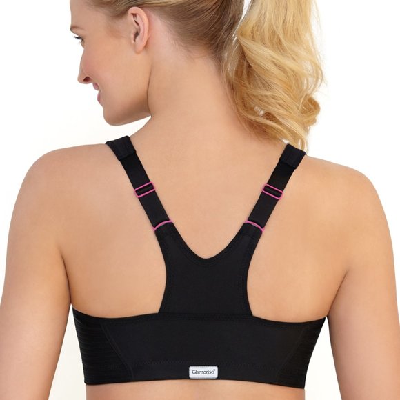 Set of 3! 42B Glamorise SPORT Bra (HIGH-IMPACT) Black (RACERBACK) T-Back Zip NEW - Picture 10 of 16